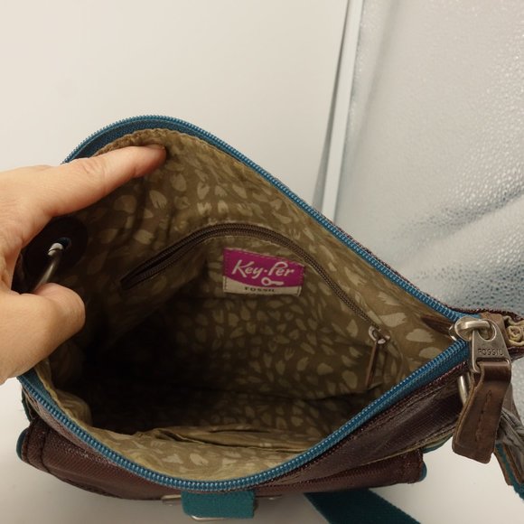 Fossil Key-Per Turquoise Teal Quilted Crossbody - Picture 6 of 6